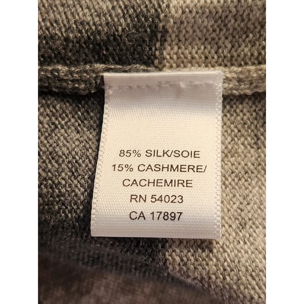 Banana Republic Sweater Mens M Grey Striped Silk Cashmere Knit Preppy Classic